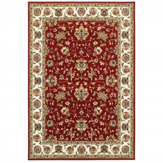 Red Ivory Machine Woven Floral Oriental Indoor Area Rug Photo 2