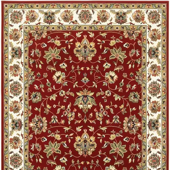 Red Ivory Machine Woven Floral Oriental Indoor Area Rug Photo 5