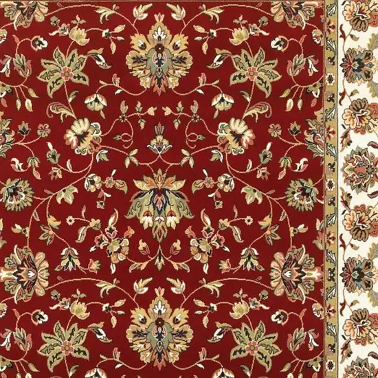 Red Ivory Machine Woven Floral Oriental Indoor Area Rug Photo 4