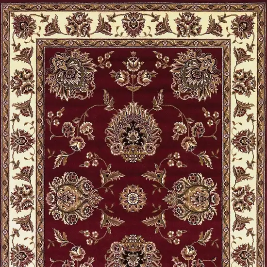 2'X3' Red Ivory Machine Woven Floral Traditional Indoor Accent Rug Photo 7