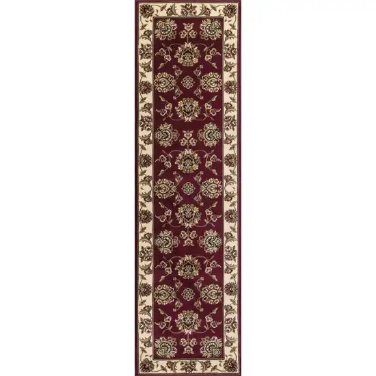 Red Ivory Machine Woven Floral Traditional Indoor Accent Rug Photo 4