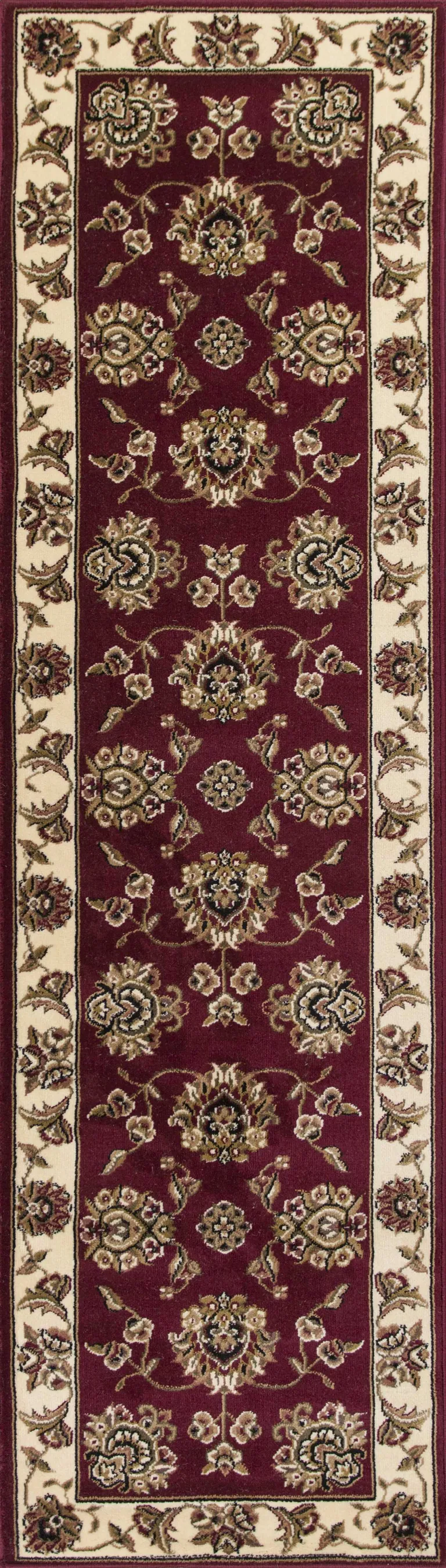 Red Ivory Machine Woven Floral Traditional Indoor Accent Rug Photo 4