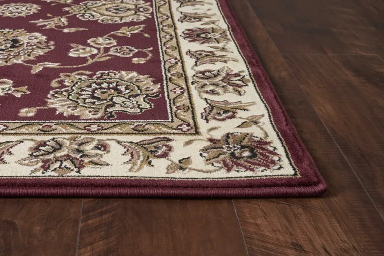 Red Ivory Machine Woven Floral Traditional Indoor Accent Rug Photo 5