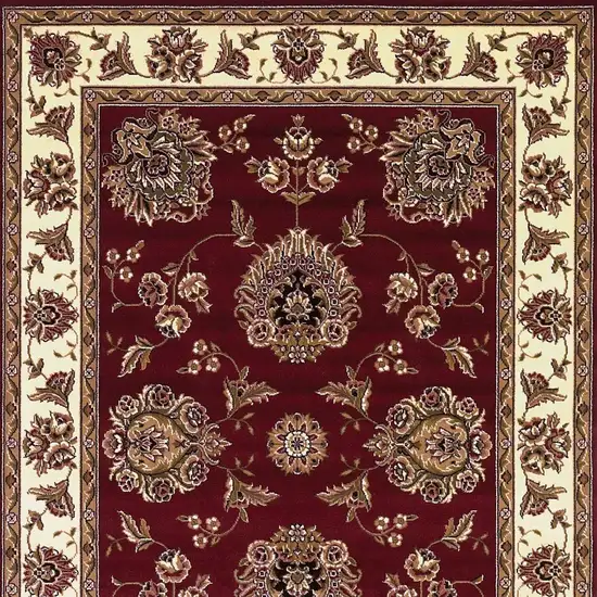 Red Ivory Machine Woven Floral Traditional Indoor Area Rug Photo 8