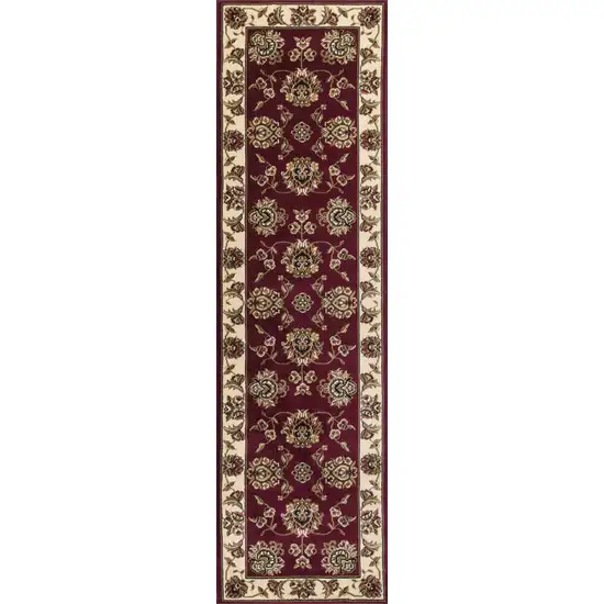 Red Ivory Machine Woven Floral Traditional Indoor Area Rug Photo 4