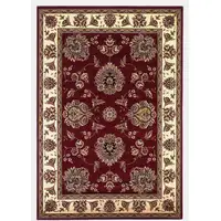 Photo of Red Ivory Machine Woven Floral Traditional Indoor Area Rug