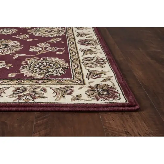 Red Ivory Machine Woven Floral Traditional Indoor Area Rug Photo 5