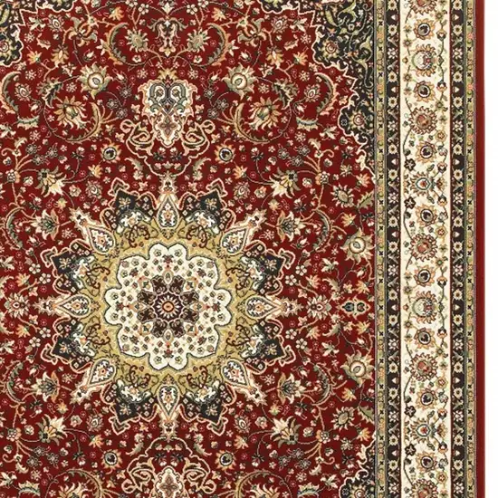 Red Ivory Machine Woven Oriental Indoor Area Rug Photo 4