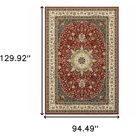 Red Ivory Machine Woven Oriental Indoor Area Rug Photo 6