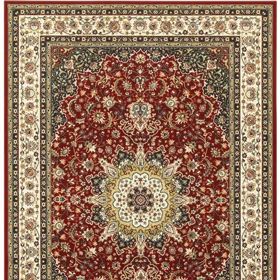 Red Ivory Machine Woven Oriental Indoor Area Rug Photo 5