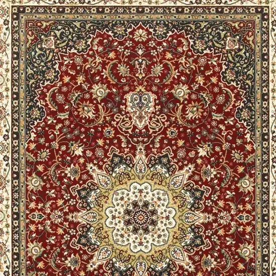 Red Ivory Machine Woven Oriental Indoor Area Rug Photo 4