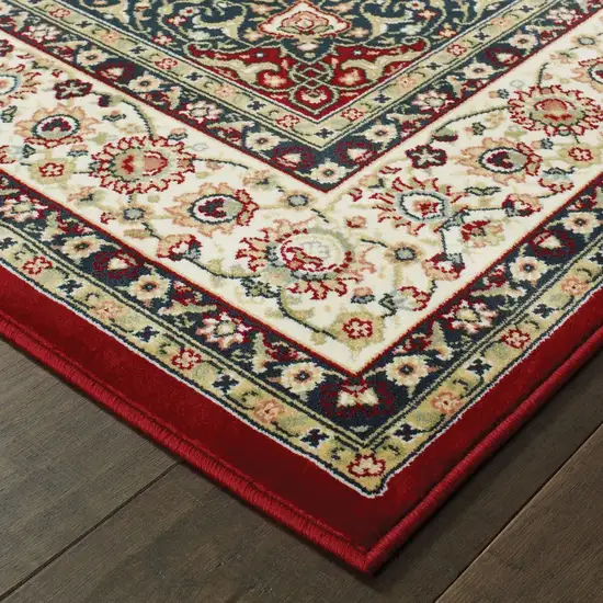 Red Ivory Machine Woven Oriental Indoor Area Rug Photo 2