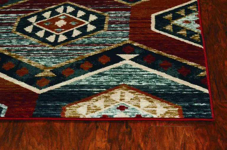 Red Machine Woven Honeycomb Lodge Indoor Area Rug Photo 4