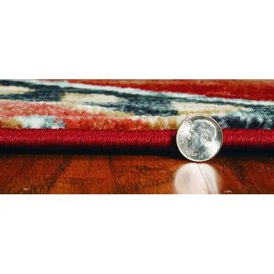 Red Machine Woven Honeycomb Lodge Indoor Area Rug Photo 5