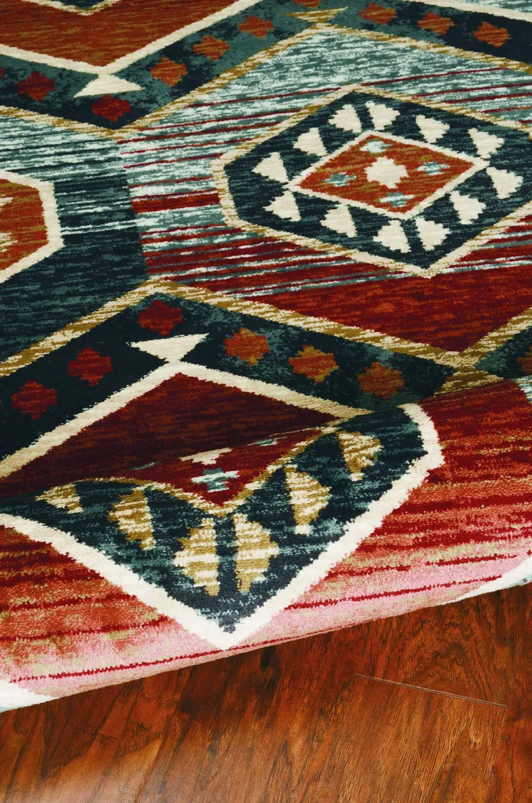 Red Machine Woven Honeycomb Lodge Indoor Area Rug Photo 2