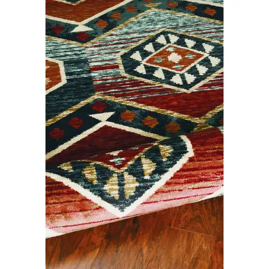 Red Machine Woven Honeycomb Lodge Indoor Area Rug Photo 2