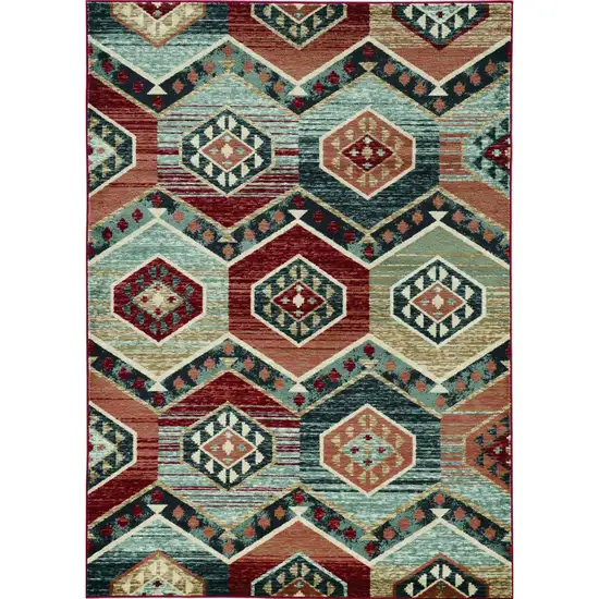 3'X5' Red Machine Woven Honeycomb Lodge Indoor Area Rug Photo 2