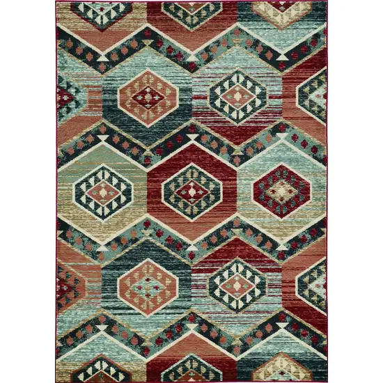 Red Machine Woven Honeycomb Lodge Indoor Area Rug Photo 1