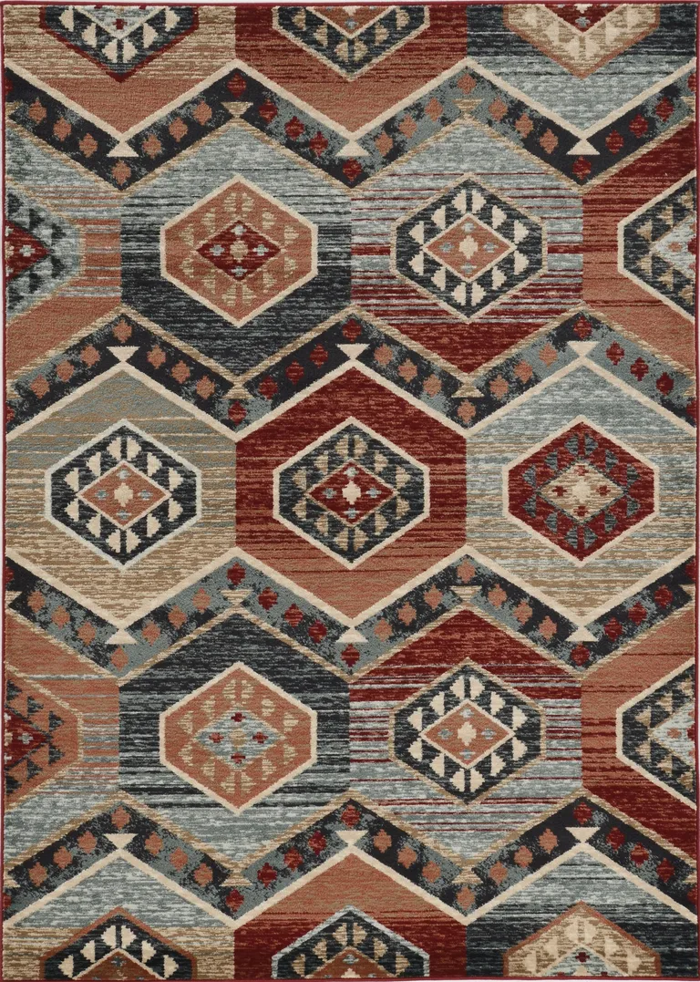 Red Machine Woven Honeycomb Lodge Indoor Area Rug Photo 3