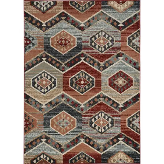 Red Machine Woven Honeycomb Lodge Indoor Area Rug Photo 3