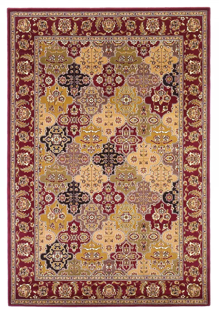 Red Machine Woven Traditional Quatrefoil Indoor Accent Rug Photo 1