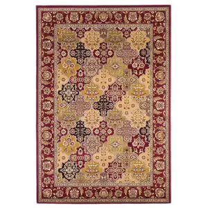 Photo of Red Machine Woven Traditional Quatrefoil Indoor Accent Rug