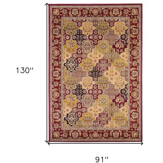 Red Machine Woven Traditional Quatrefoil Indoor Area Rug Photo 3