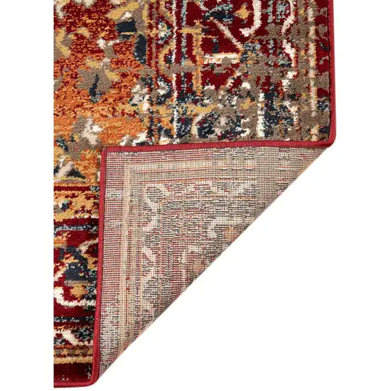 Red Medallion Power Loom Area Rug Photo 3