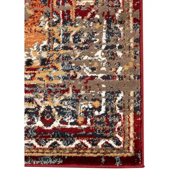 Red Medallion Power Loom Area Rug Photo 2