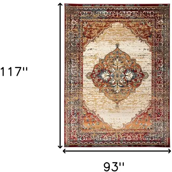 Red Medallion Power Loom Area Rug Photo 6