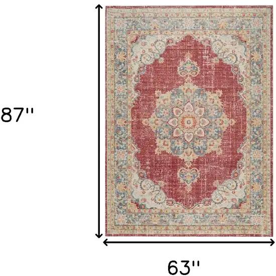 Red Medallion Power Loom Area Rug Photo 9