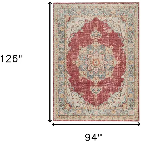 Red Medallion Power Loom Area Rug Photo 9