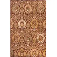 Photo of Red Olive And Gold Floral Stain Resistant Area Rug