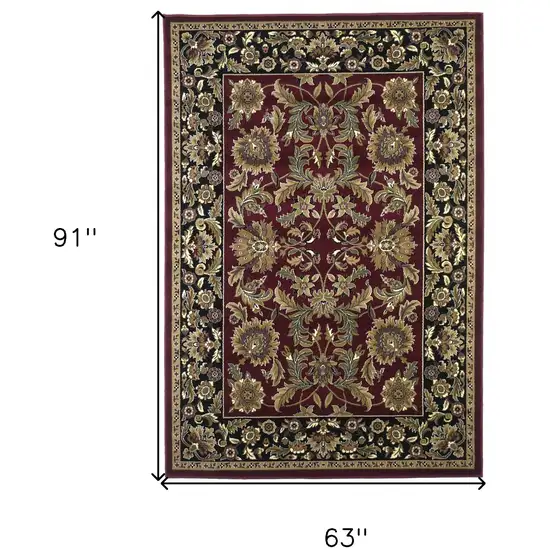 Red Or Black Floral Bordered Area Rug Photo 7