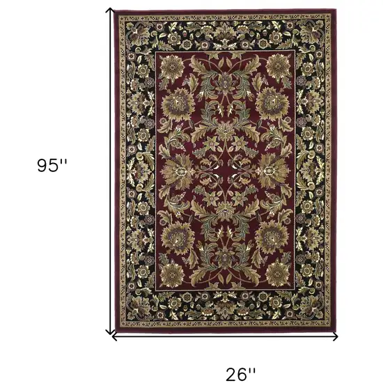 Red Or Black Traditional Bordered Rug Photo 7