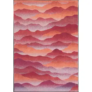 Photo of Red Orange Abstract Non Skid Area Rug