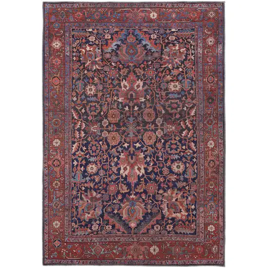 Red Orange And Blue Floral Power Loom Area Rug Photo 1