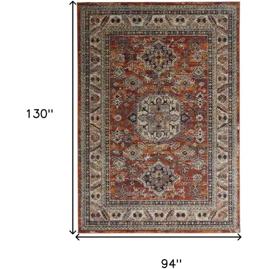 Red Orange Floral Non Skid Area Rug Photo 3