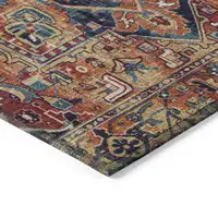 Photo of Red Orange and Blue Oriental Washable Non Skid Indoor Outdoor Area Rug