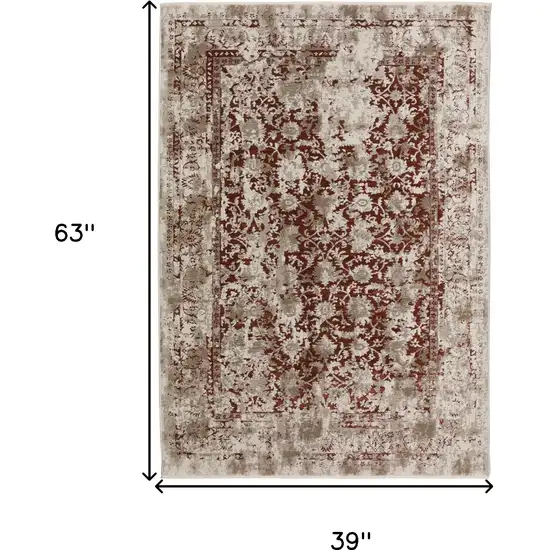 Red Oriental Area Rug With Fringe Photo 6