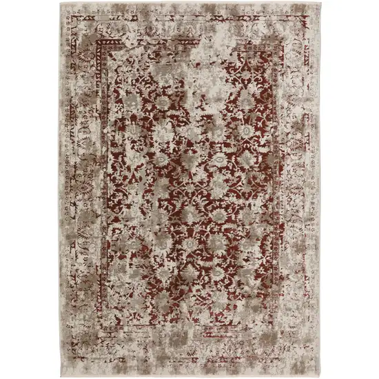 Red Oriental Area Rug With Fringe Photo 1