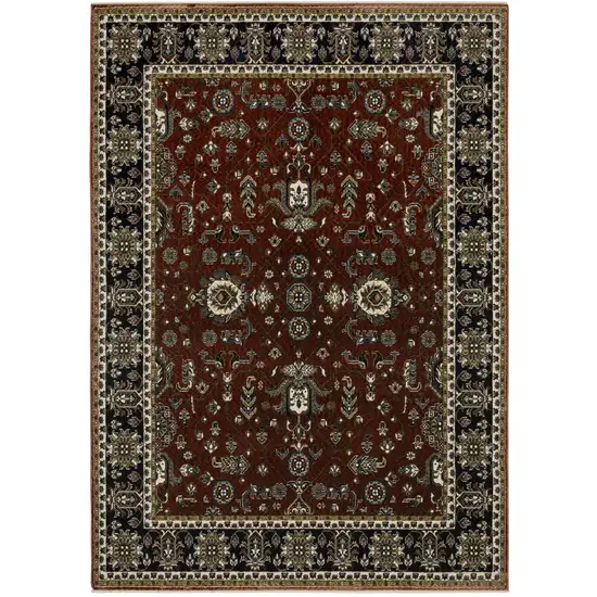 Red Oriental Area Rug With Fringe Photo 2