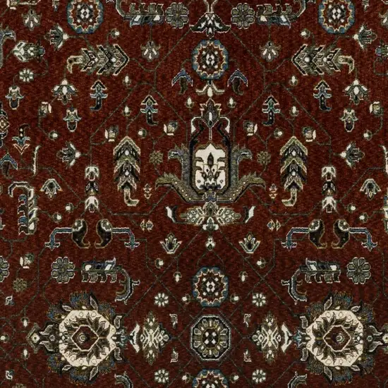 Red Oriental Area Rug With Fringe Photo 6