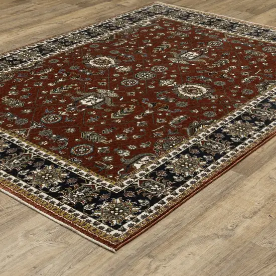 Red Oriental Area Rug With Fringe Photo 9