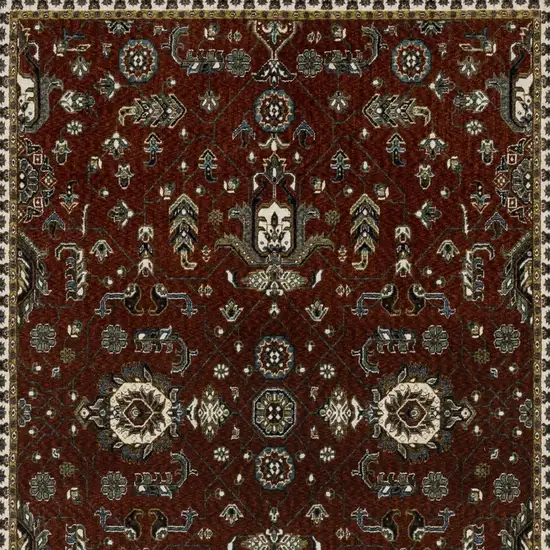 Red Oriental Area Rug With Fringe Photo 7