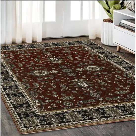 Red Oriental Area Rug With Fringe Photo 1