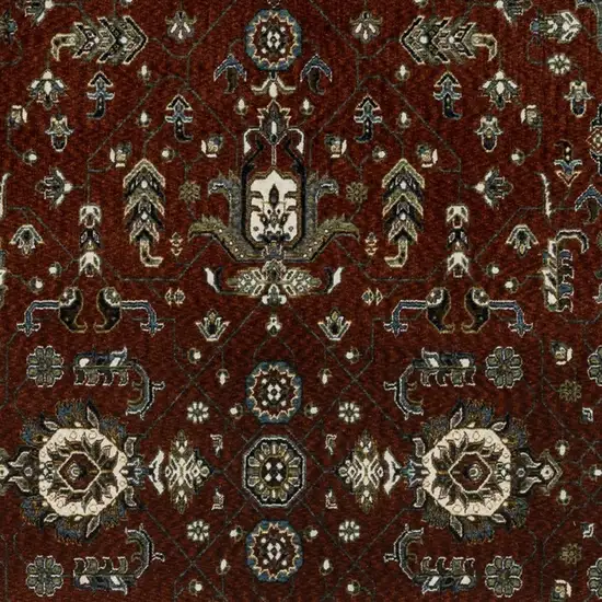 Red Oriental Area Rug With Fringe Photo 7