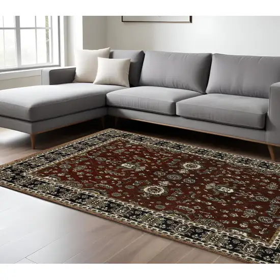 Red Oriental Area Rug With Fringe Photo 1