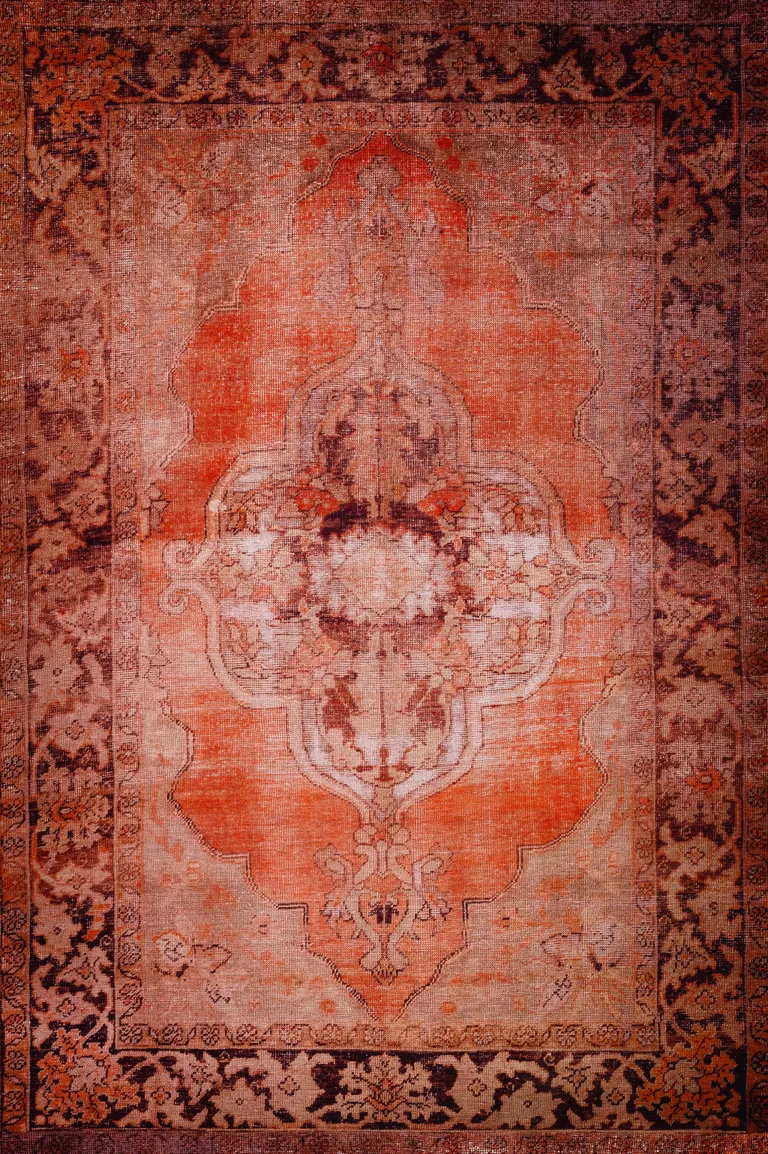 Red Oriental Distressed Non Skid Area Rug Photo 1