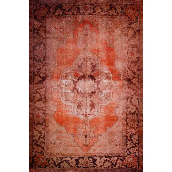 Red Oriental Distressed Non Skid Area Rug Photo 5